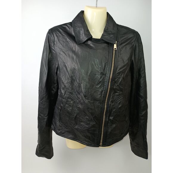 AllSaints Women's Black Vela Leather Biker Jacket Size 8 US All Saints